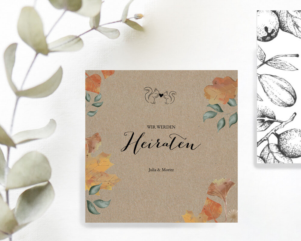 Einladung zur Hochzeit auf Kraftpapier von Hochzeitsplaza