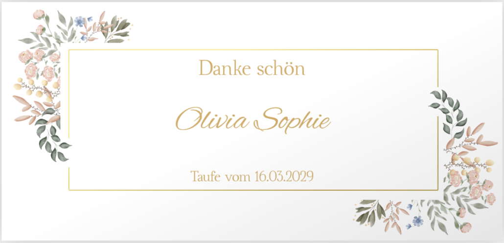 Schwanger heiraten: Dankeskarte nach der Taufe